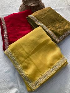 Nouvelle création, sari traditionnel de fête, fantaisie, travail lourd de diamants, pur chiffon Fendy, séchage rapide, mariage, Diwali, festivals, FATEMA - Product Image 6