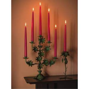 Candelabre artisanal en forme de branche feuillue, support de bougie en fer rustique, décoration de cheminée maximaliste, support de bougie botanique et bâton - Product Image 1