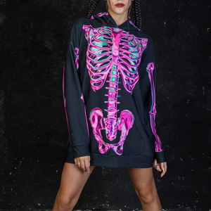 Sweat à capuche d'Halloween surdimensionné de luxe de haute qualité pour hommes Logo brodé personnalisé Noir lourd pour l'hiver - Product Image 4