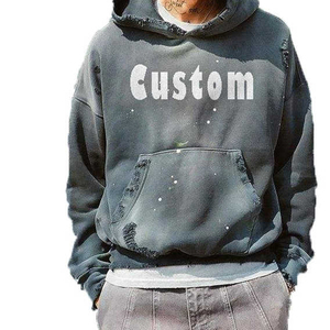 Ropa de calle Fabricante Vintage Negro Sudadera con capucha Logotipo personalizado Vintage Acid Stone Wash Acid Wash Sudadera con capucha Oversize - Product Image 1