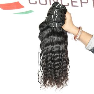 100% Extensions de cheveux indiens vierges à cuticules alignées Faisceaux de couleur noire ondulés crépus Traitement chimique Aucun Style droit Temple - Product Image 4