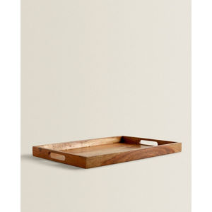 Plateau de service rectangulaire en bois de haute qualité avec poignées, plateau à nourriture et à thé en bois naturel écologique pour la maison et les restaurants - Product Image 4