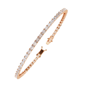 Pulsera de Cadena de Tenis Personalizada con Certificación GIA IGI CVD HTHP Lab-Grown Emerald Cut 10K 14K 18K Oro Sólido de Cuatro Puntas para Regalos - Product Image 3