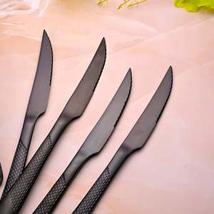 Nightfall Stainless Steel <b>Black</b> <b>Dinner</b> Knife <b>Set</b> of 4 - Product Image 4