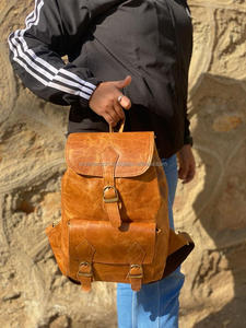 Mochila de cuero crujiente de grano completo hecha a mano Real estilo Vintage bolsas de usos múltiples mochila de bolsillo de nuevo diseño producto a granel al por mayor - Product Image 3