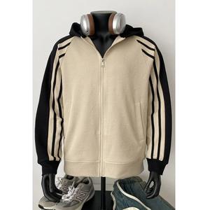 Estilo coreano Oversize Waffle Colorblock Zip Outwear Trendy Spring Hoodie con colores de contraste para hombres y mujeres Loose Fit para invierno - Product Image 6