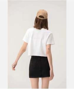 Offre Spéciale d'été T-shirt court tricoté pour femmes Chemises en coton uni respirant 210gsm Logos personnalisés - Product Image 2