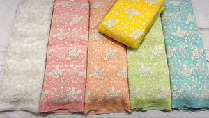 New Arrival Viscose Georgette Embroidery Fabric for <b>Apparel</b> Dancewear Dress Making From Indian Exporter - Product Image 3