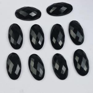 Pierre précieuse en vrac d'onyx noir 6x12mm-12x24mm bijoux en cristal naturel taillé à carreaux ovales avec pierre d'onyx - Product Image 4