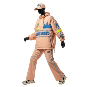 Ensemble coupe-vent pour femmes Tissu polyester de qualité supérieure Couleur pêche Panneau réfléchissant Logo transfert thermique Coupe-vent grande taille - Product Image 1