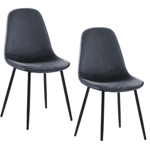 Sedie da pranzo 2 pezzi ergonomiche dal Design moderno in velluto grigio/Beige/nero 44x51x88 cm gambe in metallo per tavolo da pranzo - Product Image 1