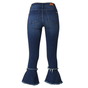 กางเกงยีนส์เดนิมผู้หญิงไซส์ใหญ่สำหรับฤดูหนาว เอวสูง ทรงสกินนี่ขาบาน ยืดได้ ซักล้างแล้ว แฟชั่นลำลอง สตรีทแวร์ ทันสมัย สีน้ำเงิน - Product Image 3