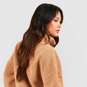 Unisex Quarter-Zip Pullover Sweatshirt Women's Half Zip <b>Fleece</b> Hoodie With Stand Collar Embroidered And Washed For Winter Season - Product Image 4