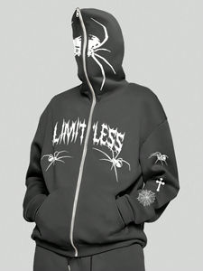 Sweat à capuche zippé pour homme en molleton 100% coton avec impression numérique, couleur personnalisée et coupe oversize pour l'hiver - Product Image 3