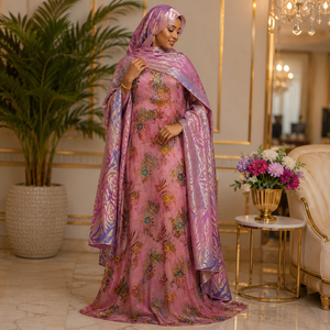 Colección Shubham Rosa Bebé, Tela de Terciopelo Tejida Ecológica 100% Seda, Jacquard, Sarga, Estampado Floral, para Niñas/Mujeres - Product Image 2