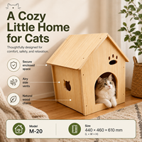 Maison pour chat en bois naturel, niche intérieure pour chat, meuble pour chat en bois avec design confortable et cachette, OEM personnalisé