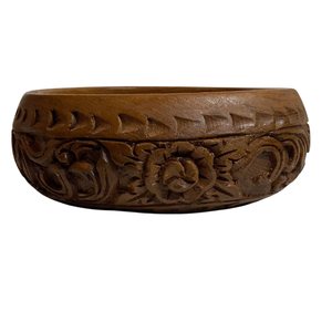 Bol en bois de cerisier tourné à la main avec bande bleue et dorée, décoration artisanale pour la maison, plat de service, centre de table de cuisine, prix raisonnable - Product Image 2