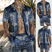 Camisa de Satén de Bambú Estampada para Hombre, Talla Grande, Transpirable y Térmica, Conjunto de 2 Piezas para Verano, Secado Rápido, Estilo Urbano, Playa, Hawaiano