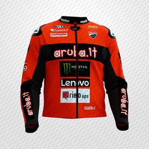 Nicolo Bulega Rucati Aruba.it veste en cuir de course en cuir de vachette/kangourou moto sur mesure équitation Chaqueta avec bosse CE armures - Product Image 1