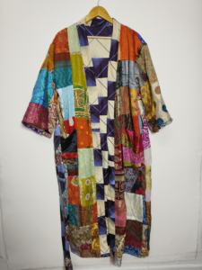 Kimono de seda estampado de lujo Unisex, Vestido de playa de retazos bohemios, bata de casa de verano, ropa de dormir ligera para mujeres y hombres - Product Image 3