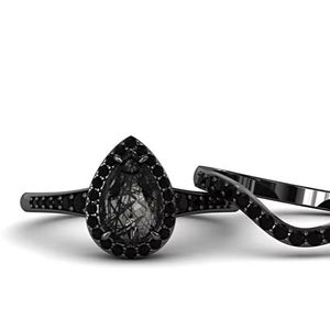 Pear Shaped <b>Black</b> Moissanite Sterling Silver Engagement <b>Ring</b> Wedding <b>Ring</b> Set <b>Women</b> Antique Promise <b>Ring</b> & Customized Jewelry - Product Image 5