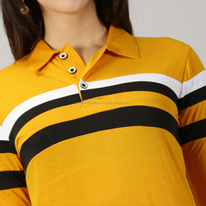 Chemise polo à manches longues rayée de style rugby pour femme Fit2Fight, chemise à col vintage personnalisée, haut ample décontracté - Product Image 5