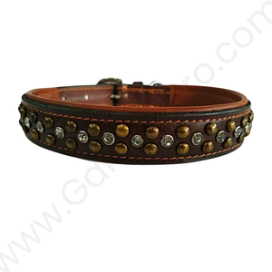 Collar de perro de cuero con tachuelas resistente de Diseño ancho elegante estilo Simple de lujo para perros pequeños medianos Extra sólido duradero - Product Image 1