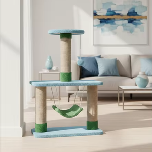 Arbre à chat Amistar Blue Sky de haute qualité avec hamac et griffoir pour chats de toutes tailles. - Product Image 2