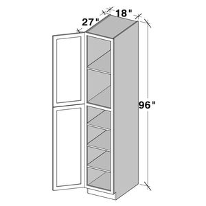 Armoire utilitaire 18 pouces blanc glacier avec rangement de cuisine à 2 portes avec dimensions W18 X H96 X D27 - Product Image 1