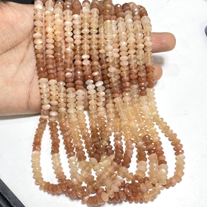 Venta al por mayor 6-7MM Natural melocotón piedra lunar facetada Rondelle forma cuentas de piedras preciosas de la tienda más vendida - Product Image 3