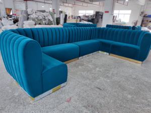 Banquette de Restaurant en Velours de Luxe avec Table à Manger et Chaises, Ensemble Canapé Banquette pour Hôtel, Café, <span class=keywords><strong>Bar</strong></span>, Mobilier Commercial - Product Image 4