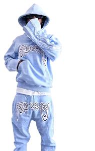 Ensemble de survêtements en molleton de coton épais et respirant, écologique, avec impression graphique personnalisée, coupe oversize - Product Image 5