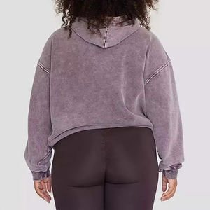 Acid Washed Winter 2-Piece Set Embroidered <b>Zip</b>-Up Hooded Front Logo Hoodie & <b>Shorts</b> Custom Branding Streetwear Style 100% Cotton - Product Image 2