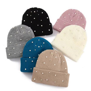 Bonnet en tricot côtelé en acrylique uni épais et chaud pour l'hiver, unisexe, de qualité supérieure, décontracté, vintage, vente en gros - Product Image 2