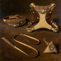 Harnais, collier et laisse pour chien en cuir résistant aux morsures, personnalisables avec logo, très populaires, pour les amoureux des chiens