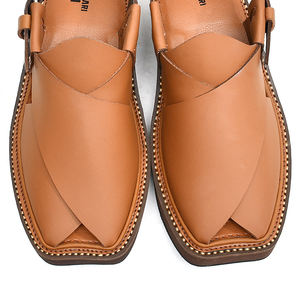 Premium Leather Peshawari Chappal Comfortable Outdoor Solid Pattern <b>Sandal</b> Embroidered Logo Sleek Finish Blend Tradition Style - Product Image 3