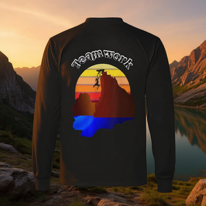 T-shirt à manches longues pour l'escalade en équipe avec motif coucher de soleil pour les amateurs de plein air - Product Image 3