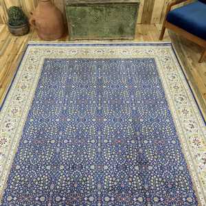 Tapis turc 6,3 x 9,9 pieds, grand tapis vintage, tapis en soie bleu style sud-ouest - Product Image 4