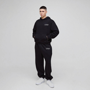 Chándal Holgado con Capucha, Negro, Grueso, 100% Algodón, Felpa Francesa, Personalizable con Logotipo Estampado, Sudadera Gruesa - Product Image 1