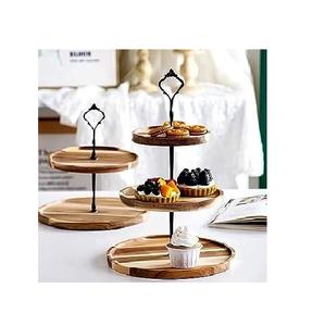 Support à gâteau en marbre de pierre de dernière conception avec base en bois support à gâteau à dessert en marbre de forme ronde Look moderne - Product Image 6