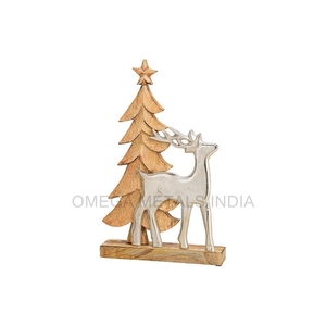 New Design Aluminum Reindeer in Wooden Circle <b>Frame</b> for Christmas Decoration Wholesale Exporter - Product Image 6