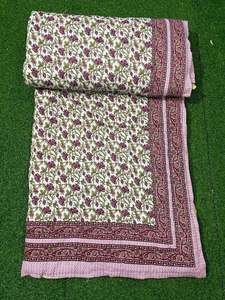 Indian Jaipuri Block Print Reversible Razai <b>Quilt</b> Organic Cotton Handmade Modern <b>Floral</b> Design Washable Eco-Friendly All-Season - Product Image 2