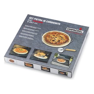 Ompagrill Pierre à pizza 33 cm avec support et roulette à découper Outils à pizza 103300 - Product Image 2