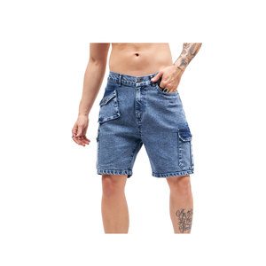 กางเกงขาสั้นผ้ายีนส์สไตล์สตรีทพิมพ์ลายโลโก้ตามสั่งของผู้ชาย - Product Image 1