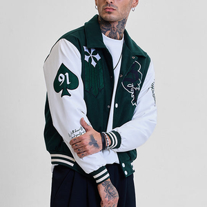 Veste universitaire pour homme personnalisée en cuir véritable et laine, broderie en chenille, style lettreman tendance, grande taille pour l'automne - Product Image 3