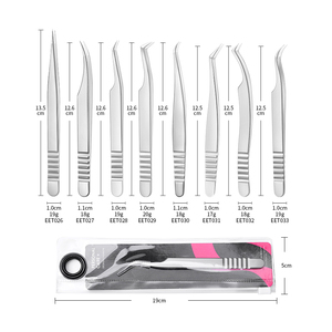 Pinzas de extensión de pestañas de acero 100% Juegos de pinzas de pestañas curvas de etiqueta privada personalizadas - Product Image 4