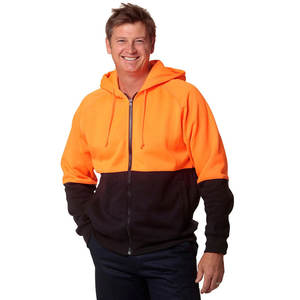 Ropa de Trabajo de Alta Visibilidad, 100% Algodón, Corte Holgado, Sudadera con Capucha Térmica de Invierno con Cierre Completo, Color Naranja - Product Image 1