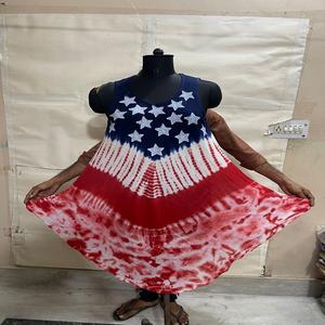 Vestidos casuales MIDI de estilo dulce con estampado de bloques y cintura caída bordada y Diseño de manga cortada tejida - Product Image 5