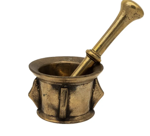 Mortero y Maja Tradicionales de Latón, Khal Batta, Hamam Dasta, Molinillo de Especias y Hierbas, Utensilios de Cocina de la India - Product Image 1