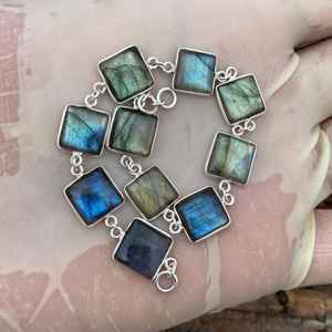 Labradorite Gemstone <b>Bracelet</b> Cushion Cut 925 Sterling Silver 8 Inch Handmade Unique Fashion Jewelry Gift For <b>Women</b> Men - Product Image 5
